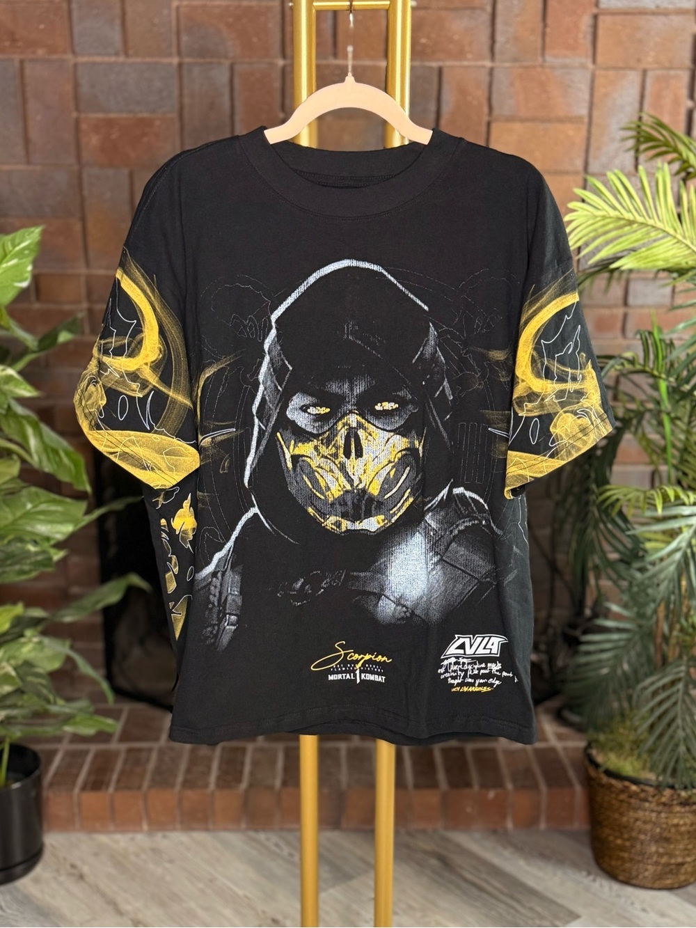 CVLA x Mortal Kombat Scorpion All Over Graphic T-Shirt Black Men’s Size L NWOT